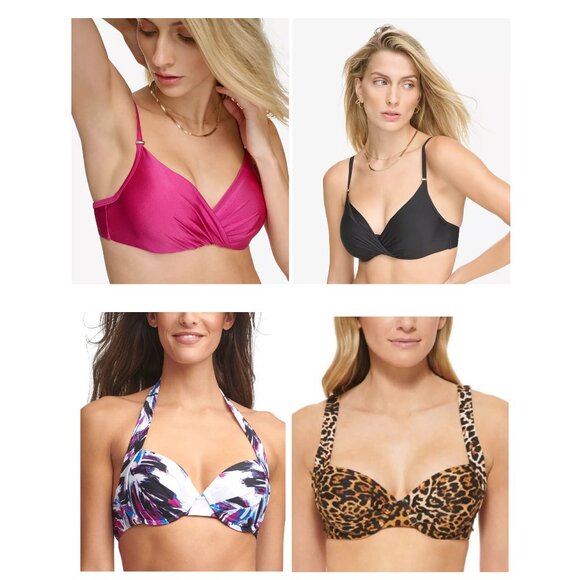 NWT Calvin Klein Womens Underwire Twist Front Tie Sweetheart Bikinis $80 12HL908 - Picture 1 of 5